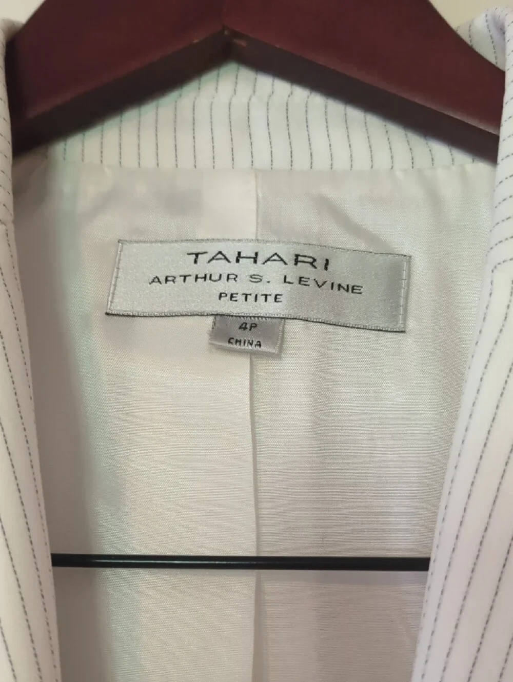 T Tahari White Pinstripe Pleated-Hem Skirt Suit